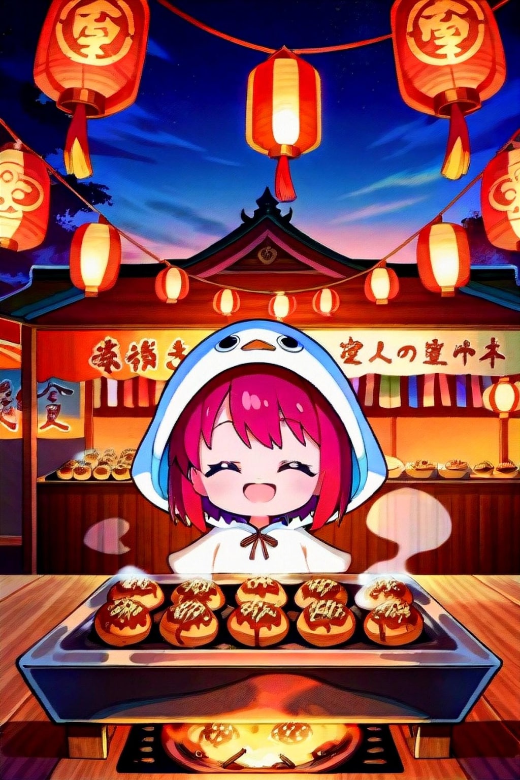 たこ焼きと赤髪ちゃん