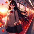 列車の旅に出た、うちの子と夕焼け空＊その2(9枚) 9枚目