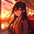 列車の旅に出た、うちの子と夕焼け空＊その2(9枚) 2枚目