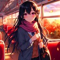 列車の旅に出た、うちの子と夕焼け空＊その2(9枚) 4枚目
