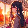 列車の旅に出た、うちの子と夕焼け空＊その2(9枚) 5枚目