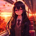 列車の旅に出た、うちの子と夕焼け空＊その2(9枚) 3枚目