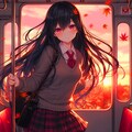 列車の旅に出た、うちの子と夕焼け空＊その2(9枚) 8枚目