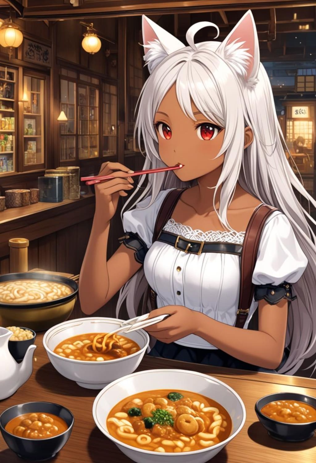 白シャツとカレーうどん