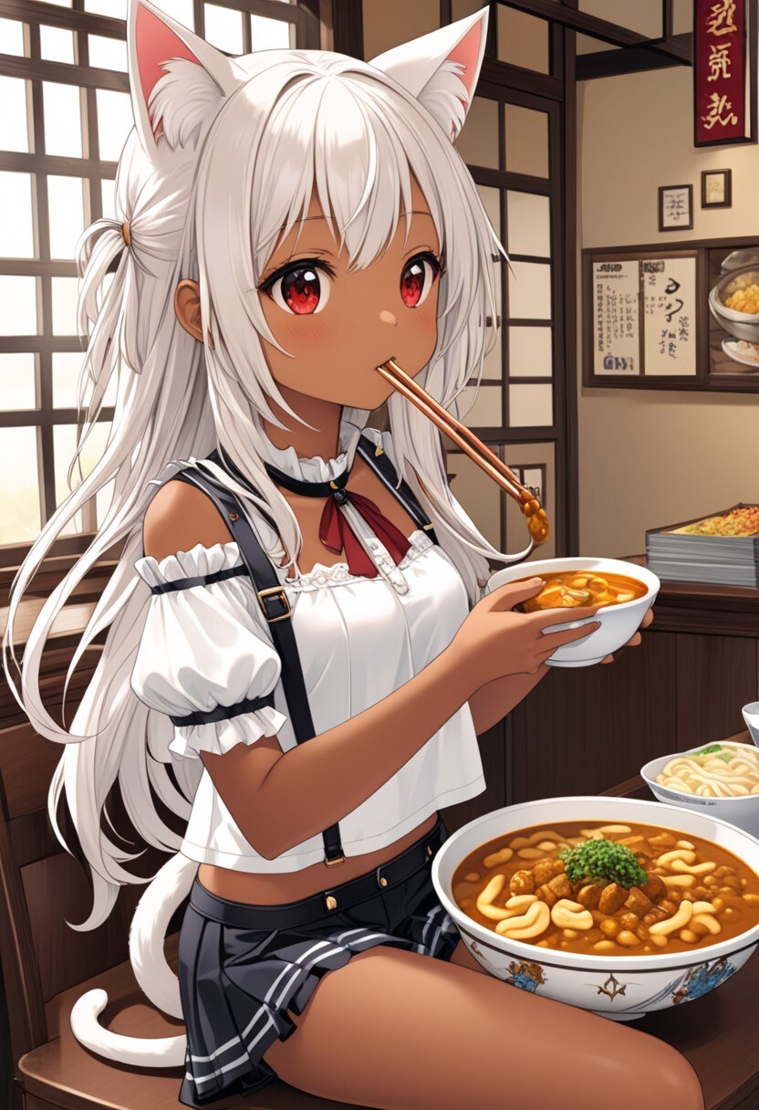 白シャツとカレーうどん | の人気AIイラスト・グラビア