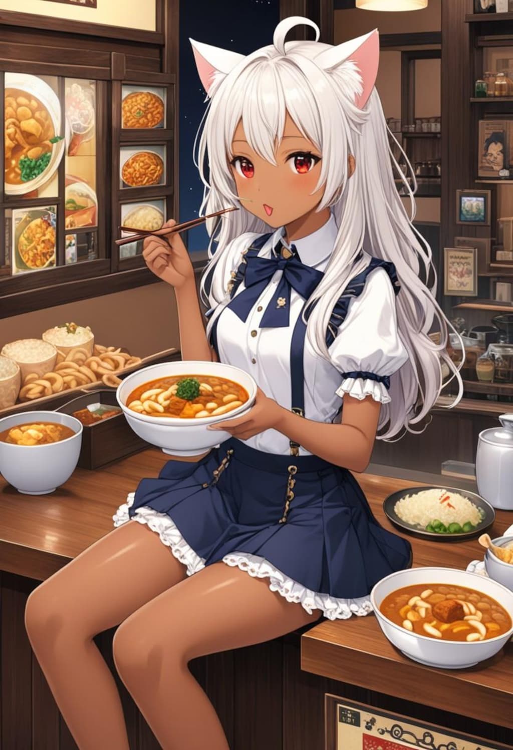 白シャツとカレーうどん