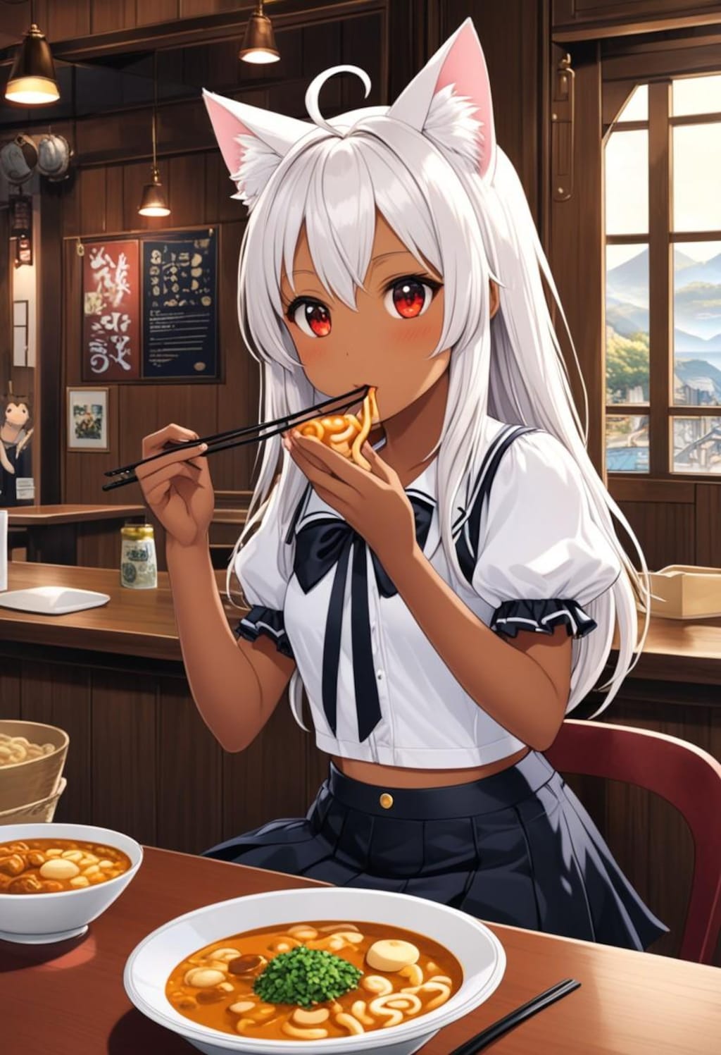 白シャツとカレーうどん