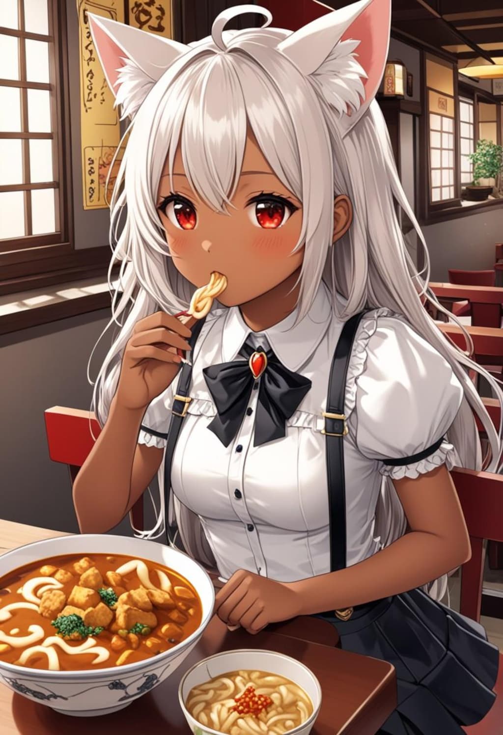 白シャツとカレーうどん