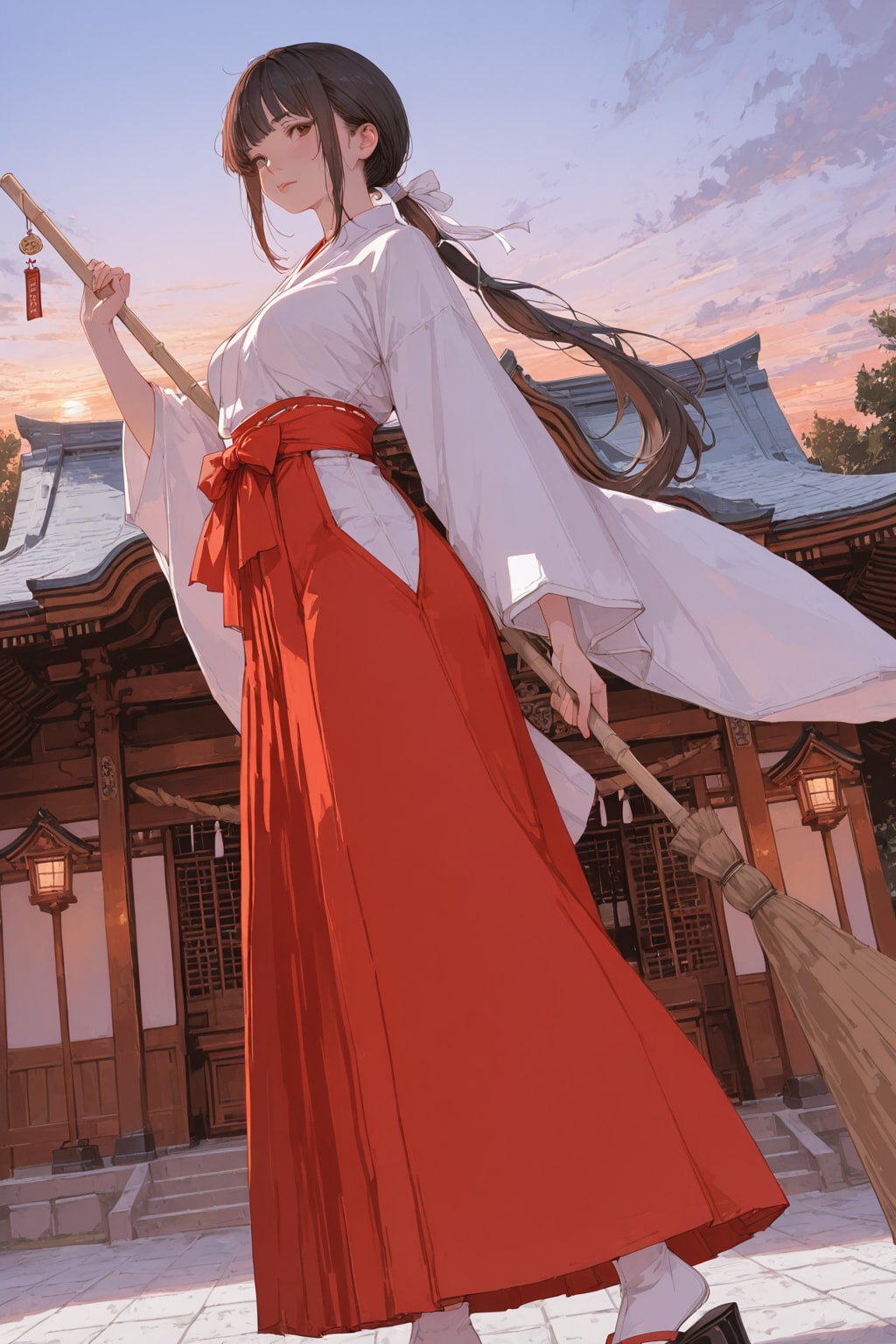 夕暮れの竹箒巫女さん。（APRICOT）