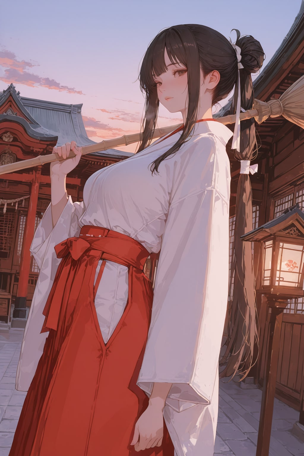 夕暮れの竹箒巫女さん。（APRICOT）