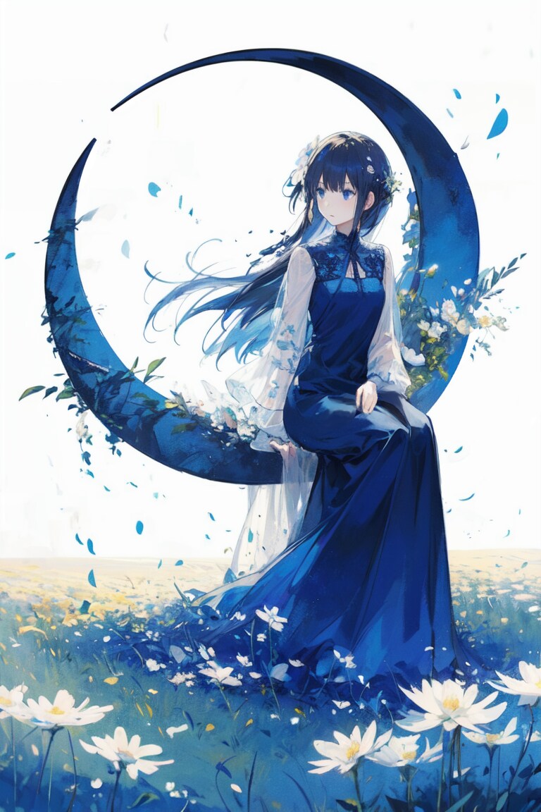 青月と花