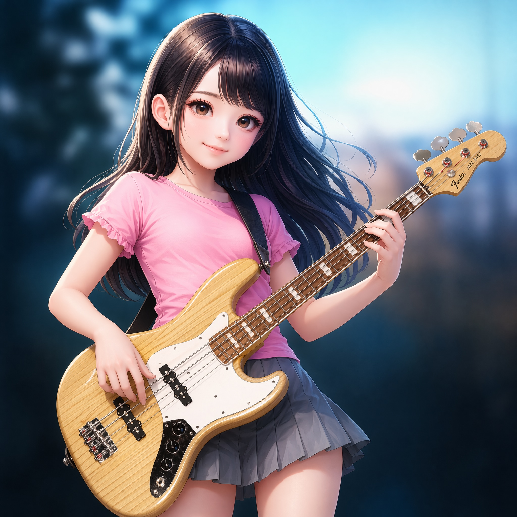 ベースを弾く子
