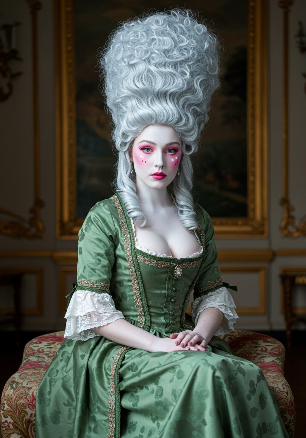 バロック式のドレスを着た女性