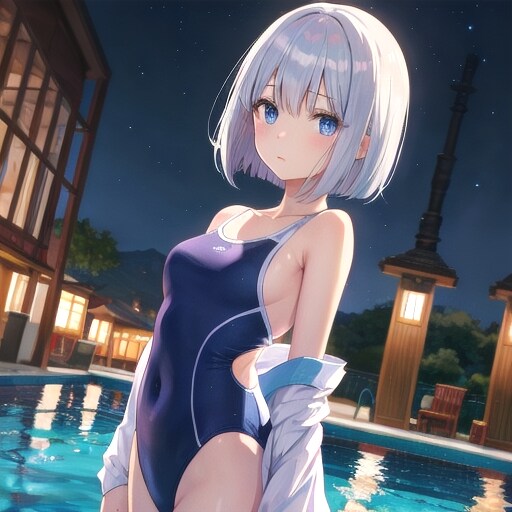 夜のスク水