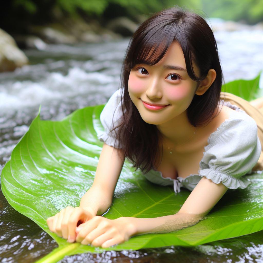葉っぱで川下り