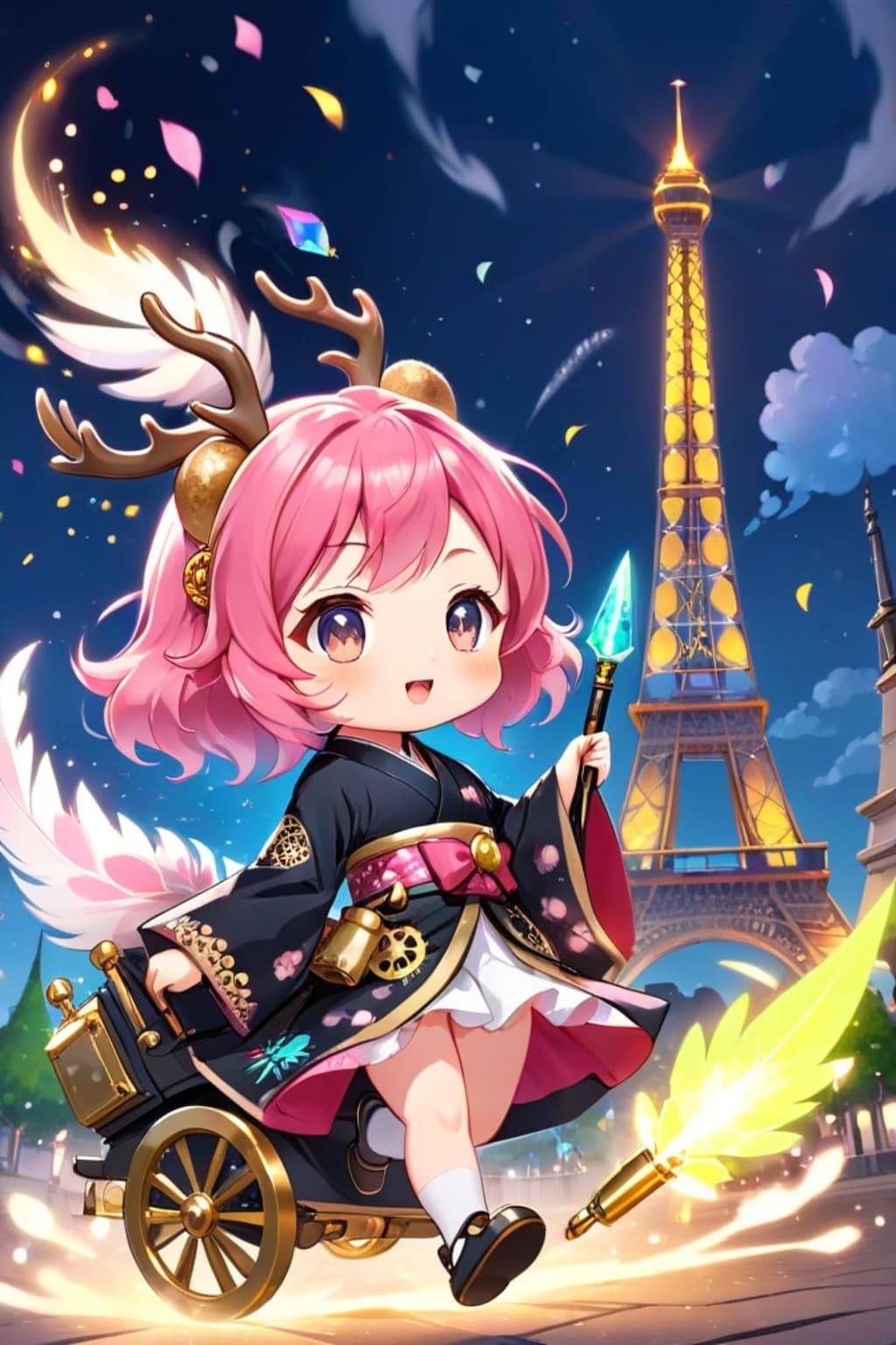 ピンク髪ちゃんとエッフェル塔