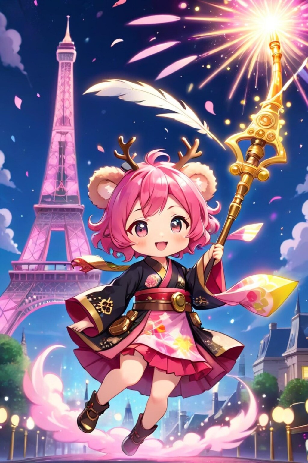 ピンク髪ちゃんとエッフェル塔