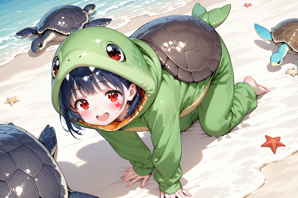 ウミガメのきぐるみ（モデル: QILIN）