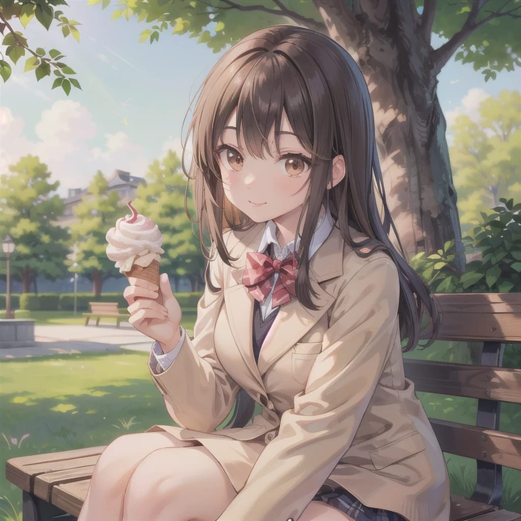 黒髪ロングでブレザーの少女７７