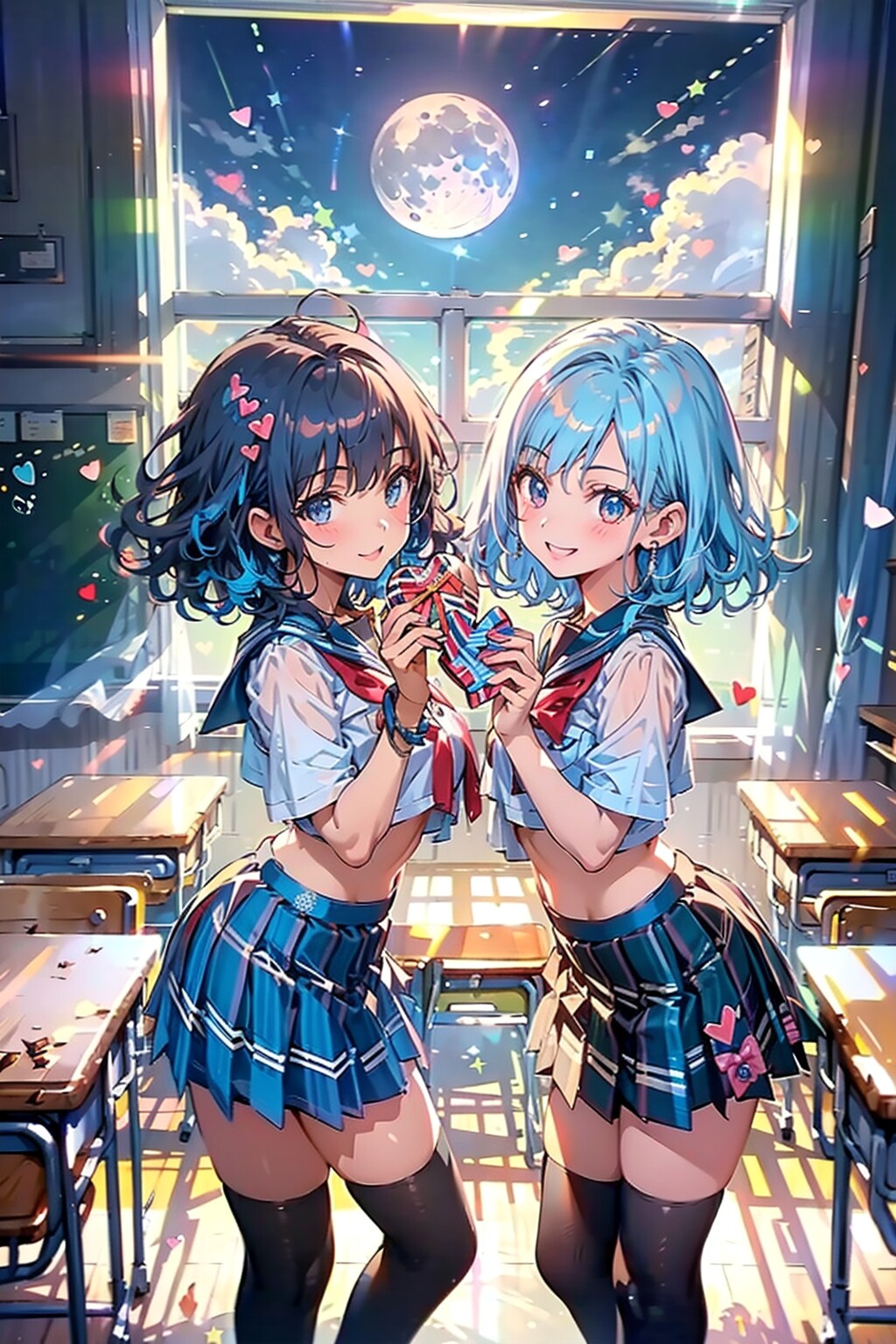 Wブルー　制服？ | の人気AIイラスト・グラビア