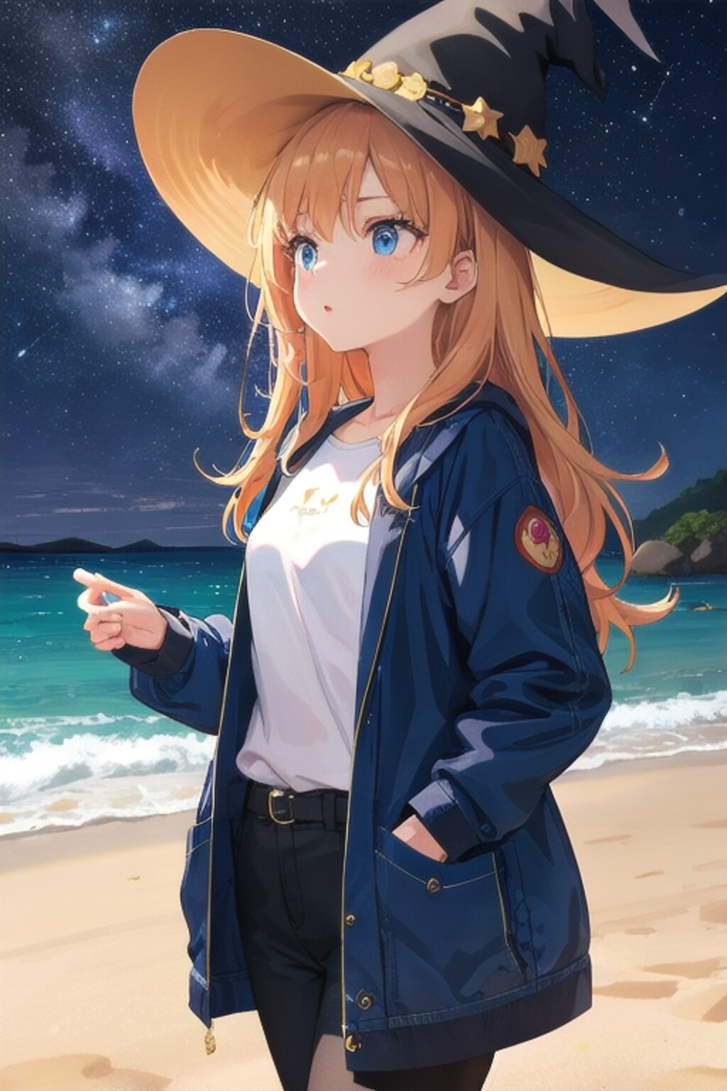 砂浜の魔女と星空