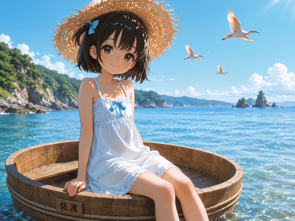 佐渡の空と、たらい舟の夏