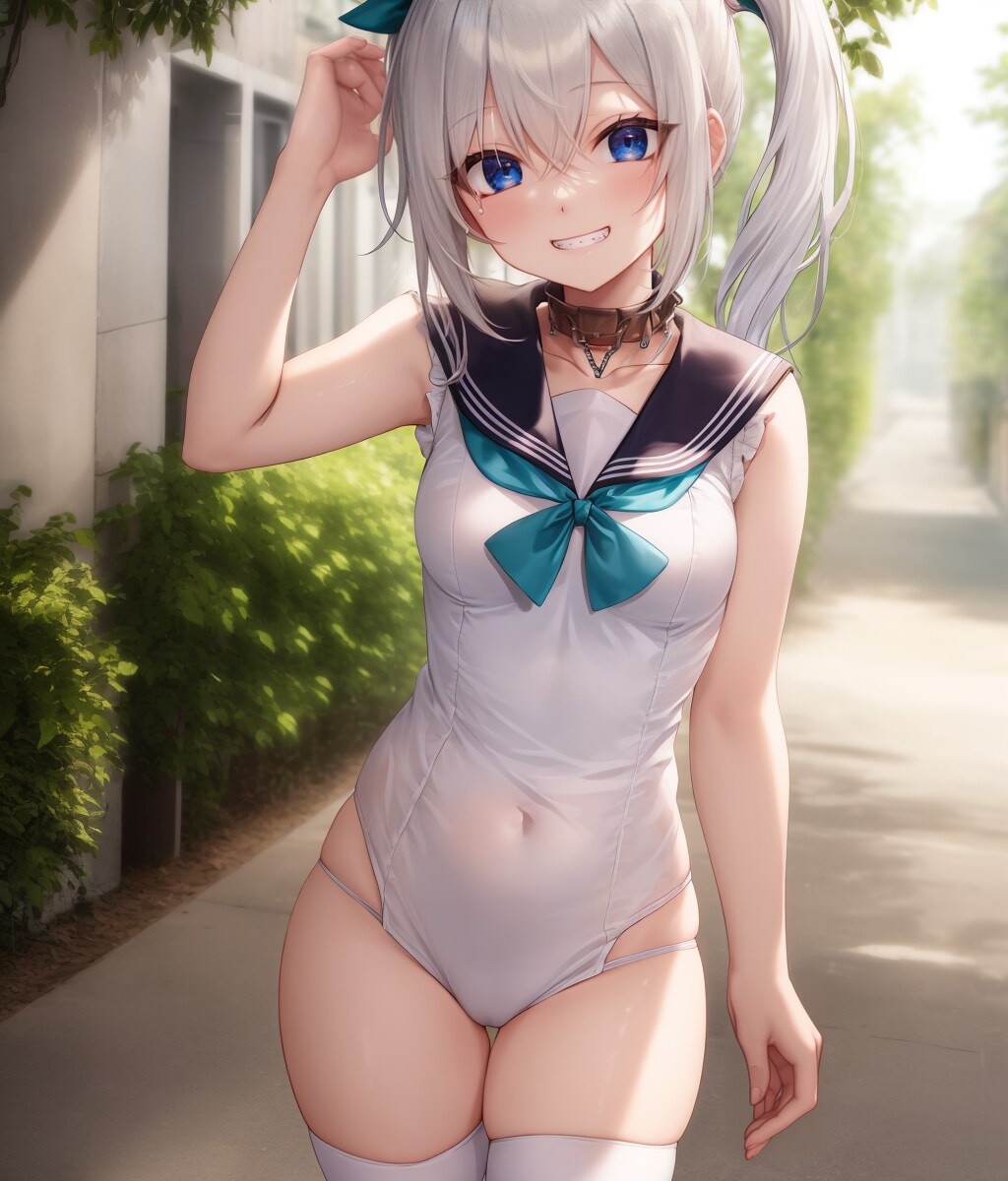 セーラースクール水着で出歩く子