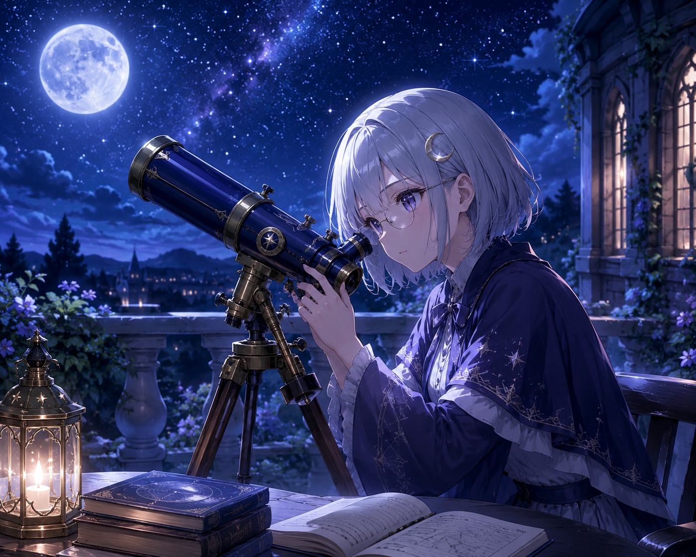 月明かりの下で星空観察 | の人気AIイラスト・グラビア