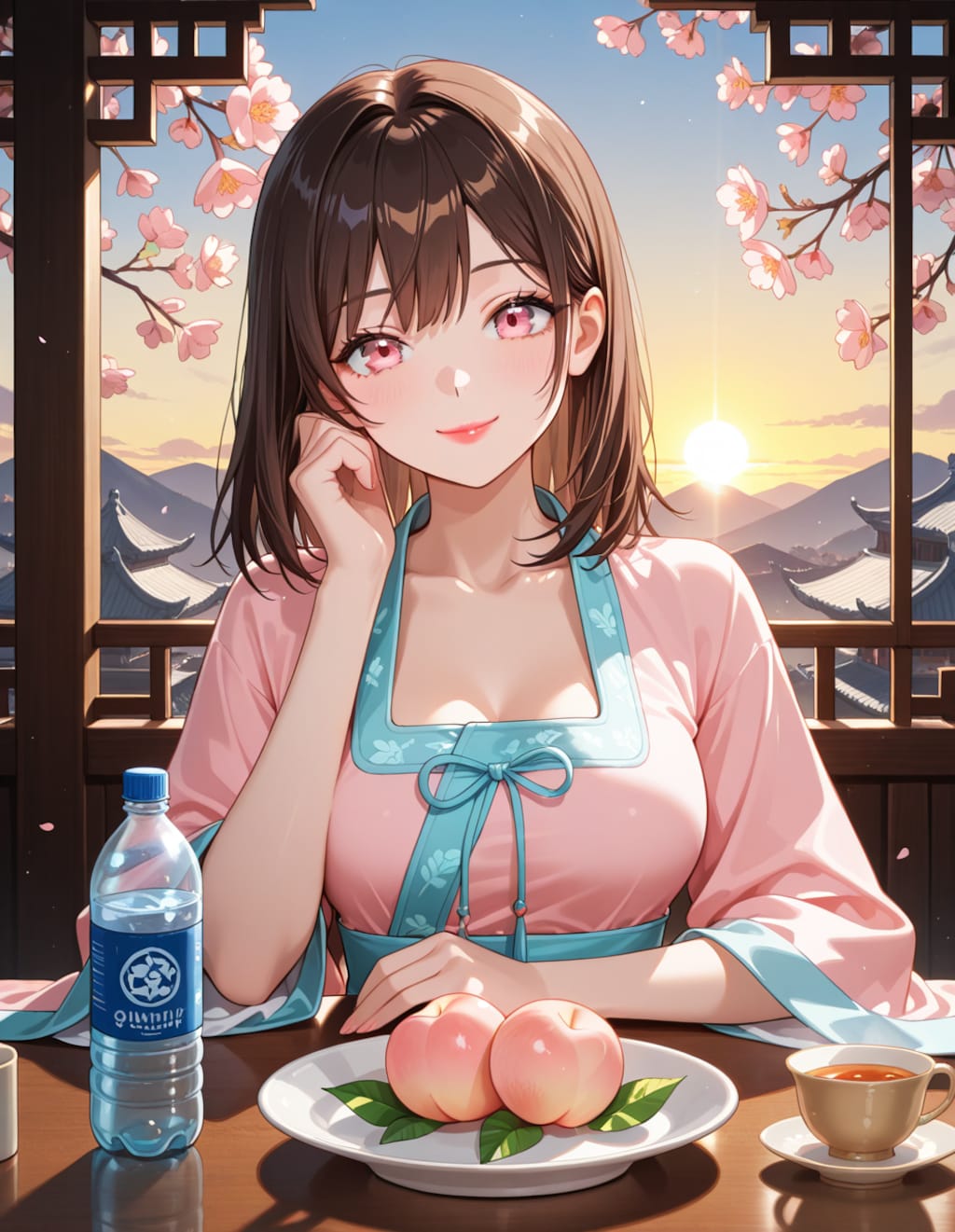 漢服の架純さんとお茶会(PixAI版)