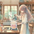 海鮮カップ麺を食べる娘 2枚目