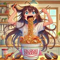 海鮮カップ麺を食べる娘 4枚目
