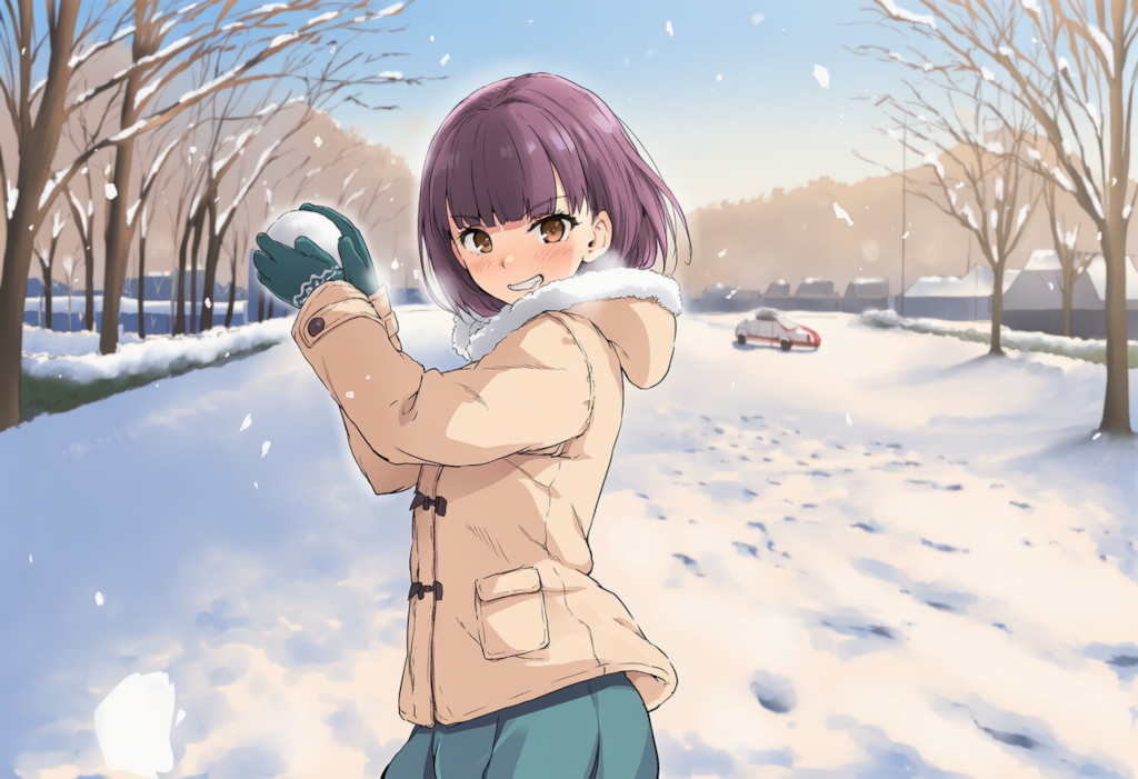 くらえッ！石入り雪玉ッッ！！