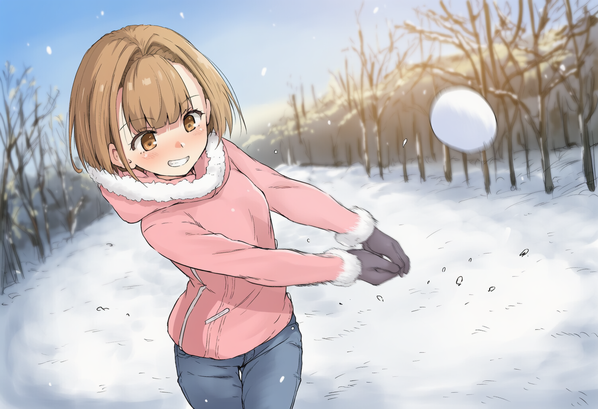 くらえッ！石入り雪玉ッッ！！ | の人気AIイラスト・グラビア