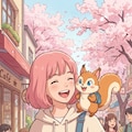 謎の生き物を肩に乗せる系女子 2枚目