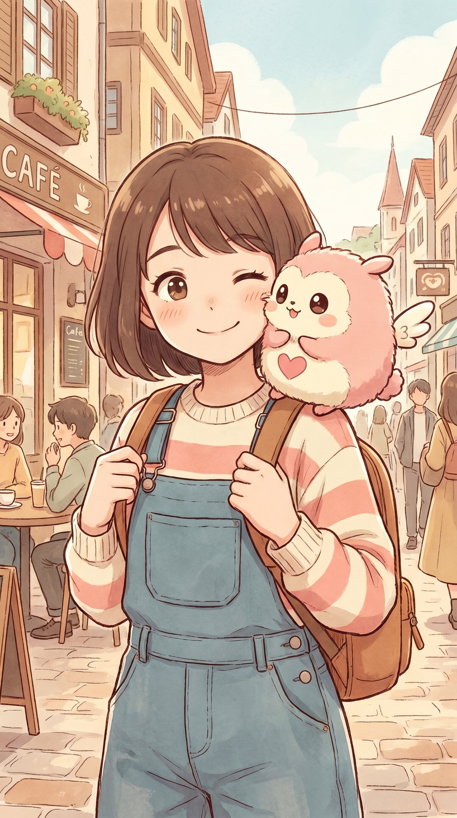 謎の生き物を肩に乗せる系女子