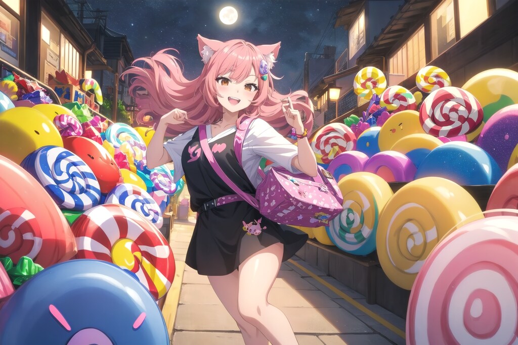 満月の夜、キャンディロード