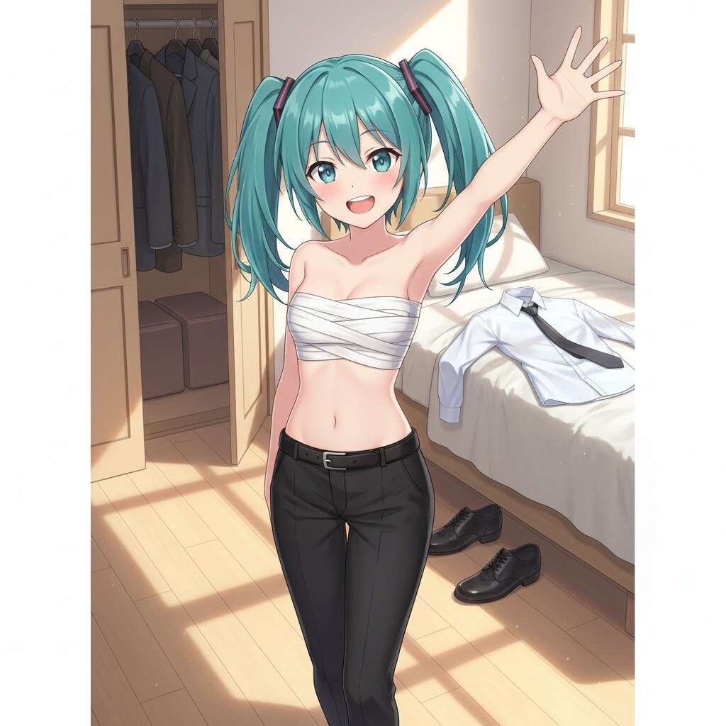 ミクさん自宅で男装😳
