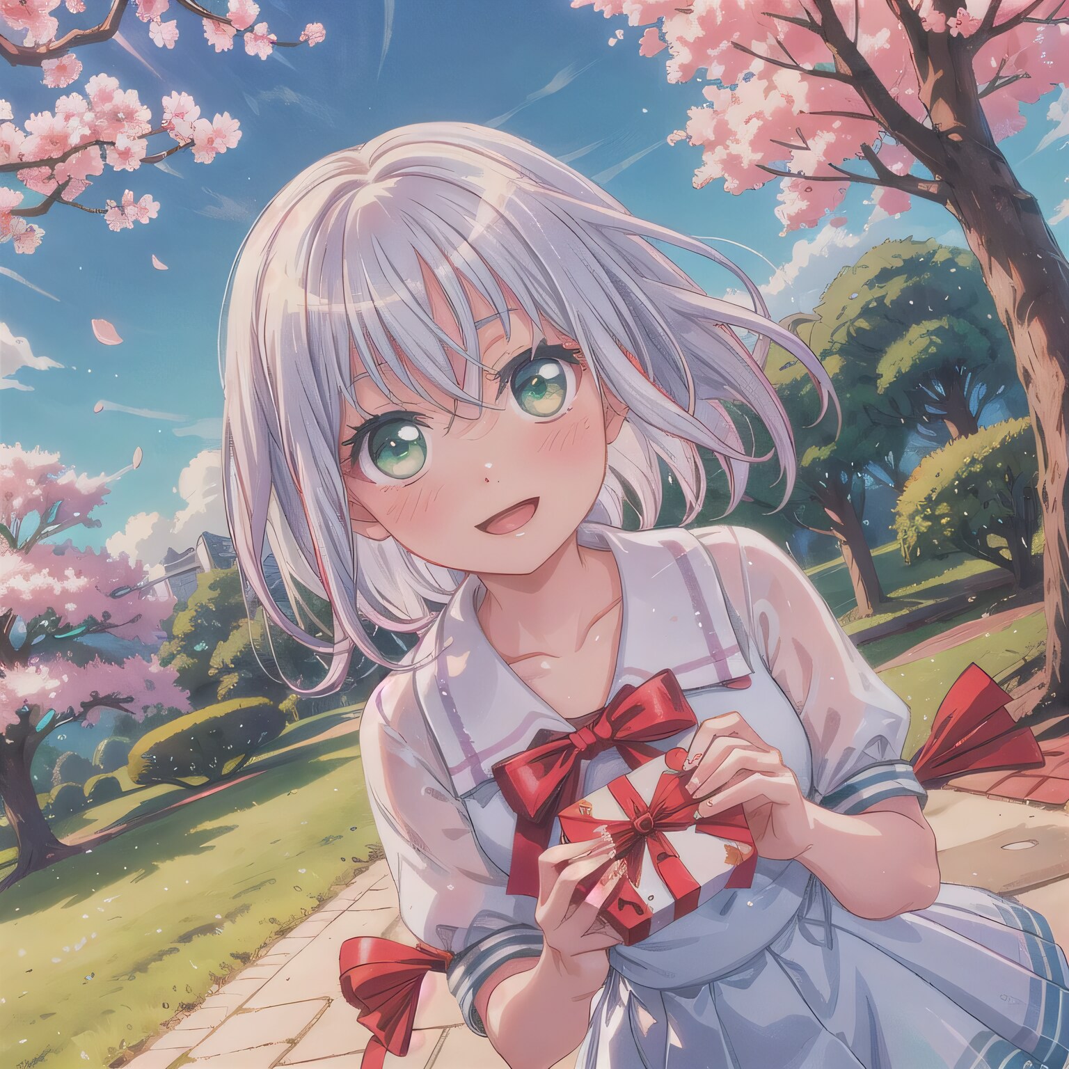 灰髪ボブでセーラー服の少女 | の人気AIイラスト・グラビア