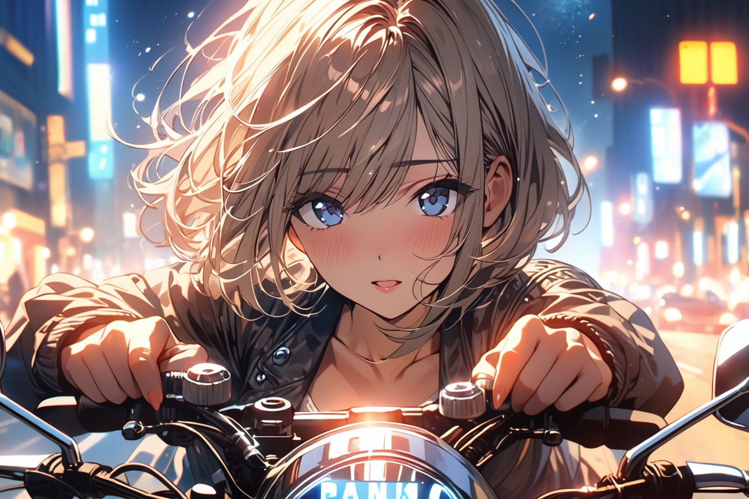 バイクに乗る美女ライダー