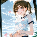 雫ちゃんは気分によって下着付けないので雨にぬれると色んな透けを見せてくれますｗ 3枚目