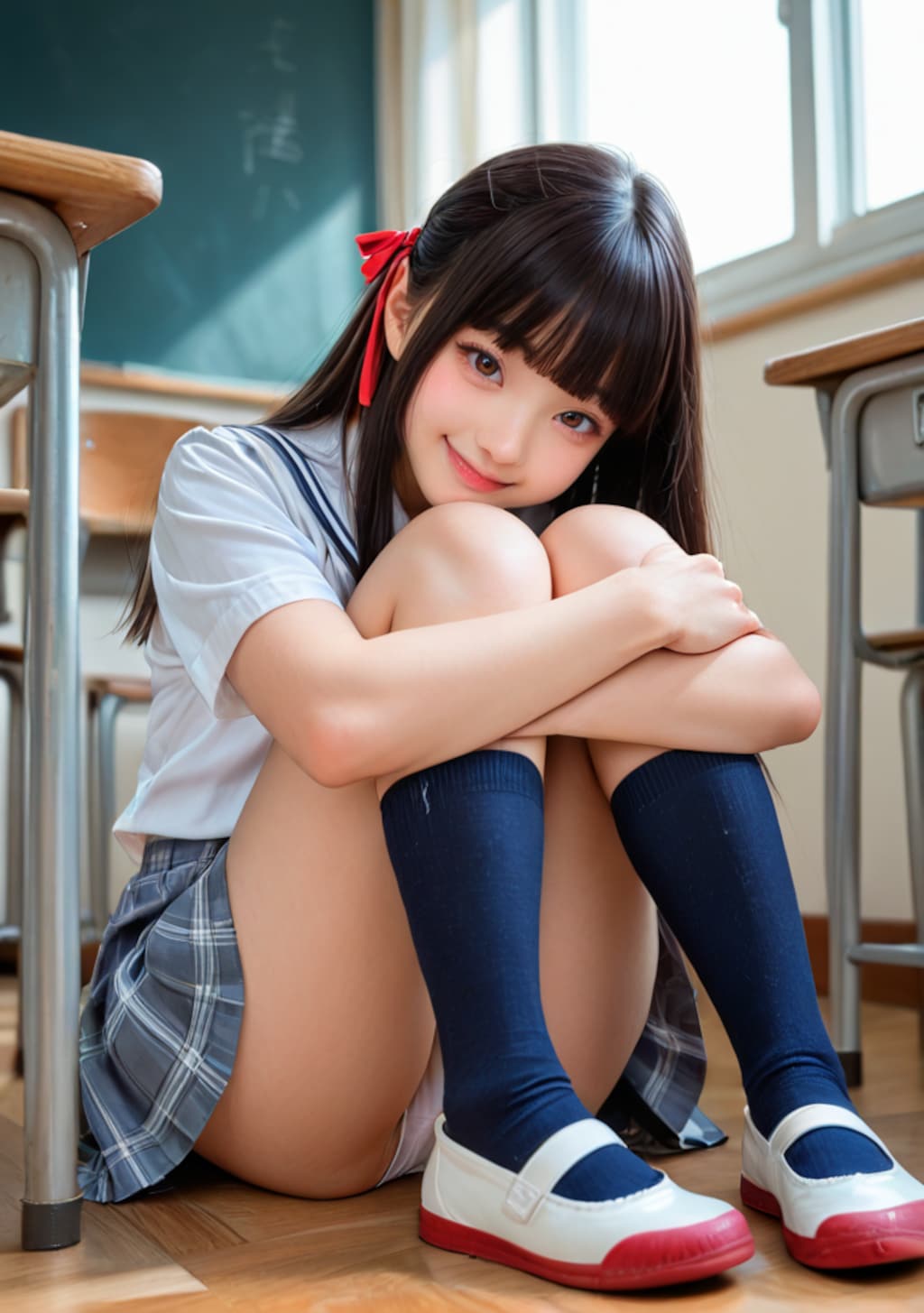姫カット上履き女子