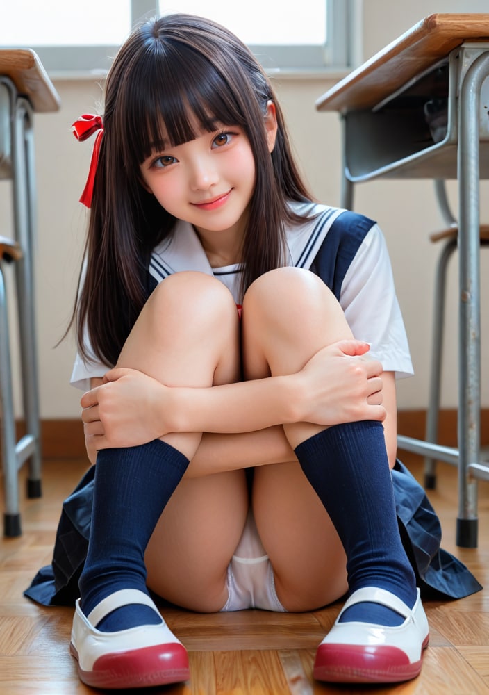 姫カット上履き女子