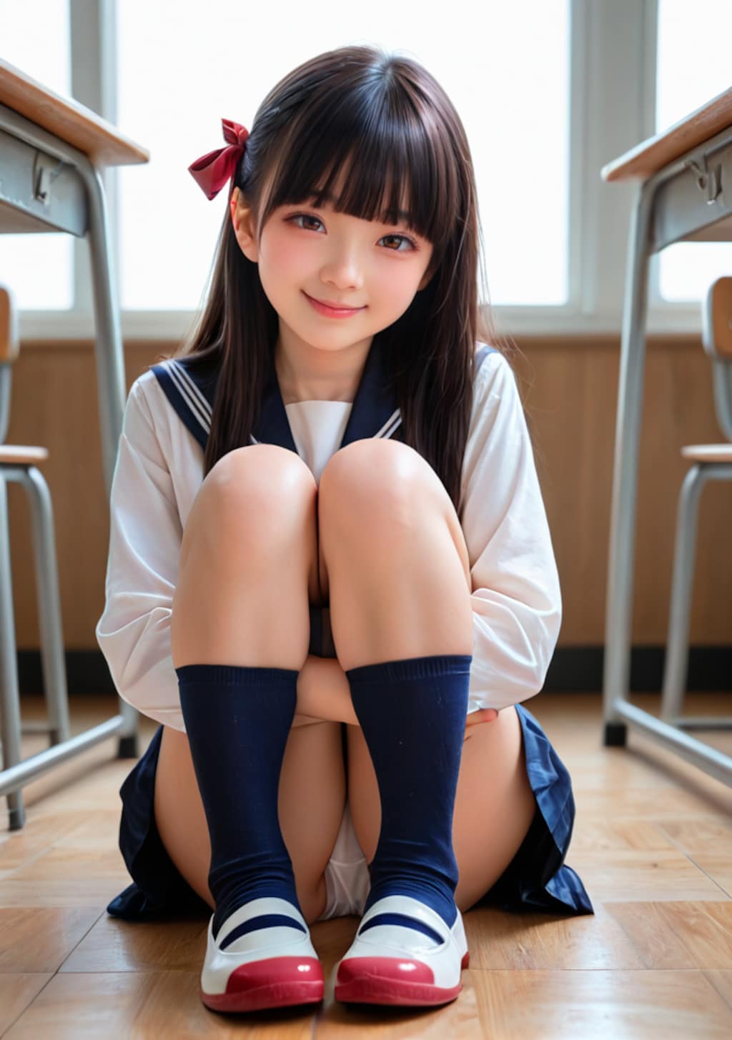 姫カット上履き女子