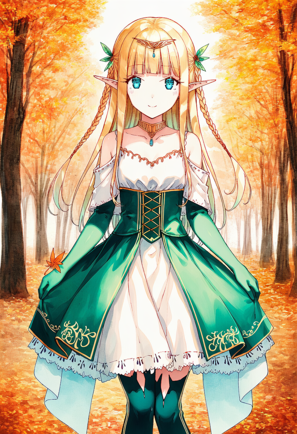 秋の森を散策するエルフ姫オフリス