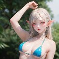 黒髪、たまに金髪エルフ女子 3枚目