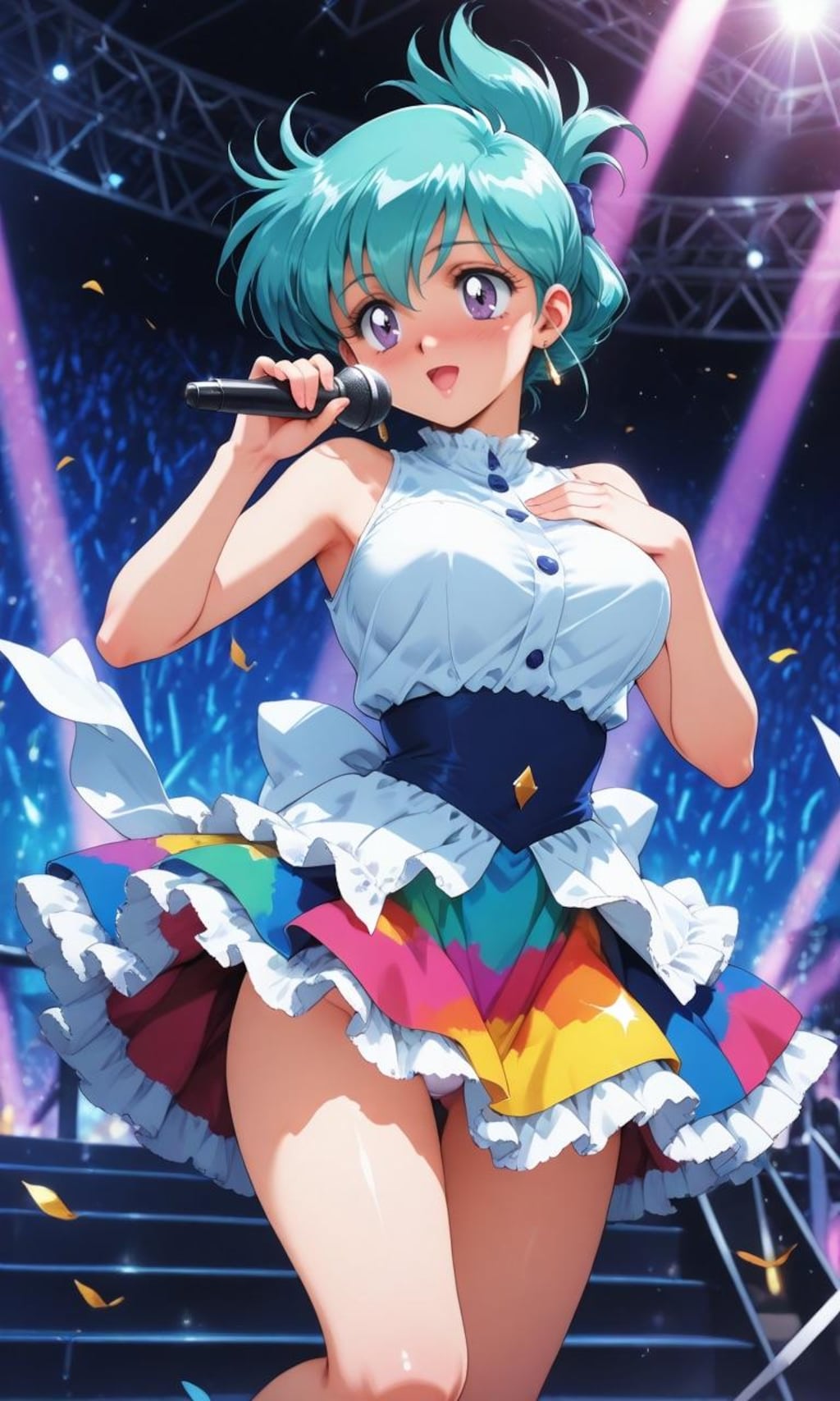 ライブステージ上のキュートなアイドル