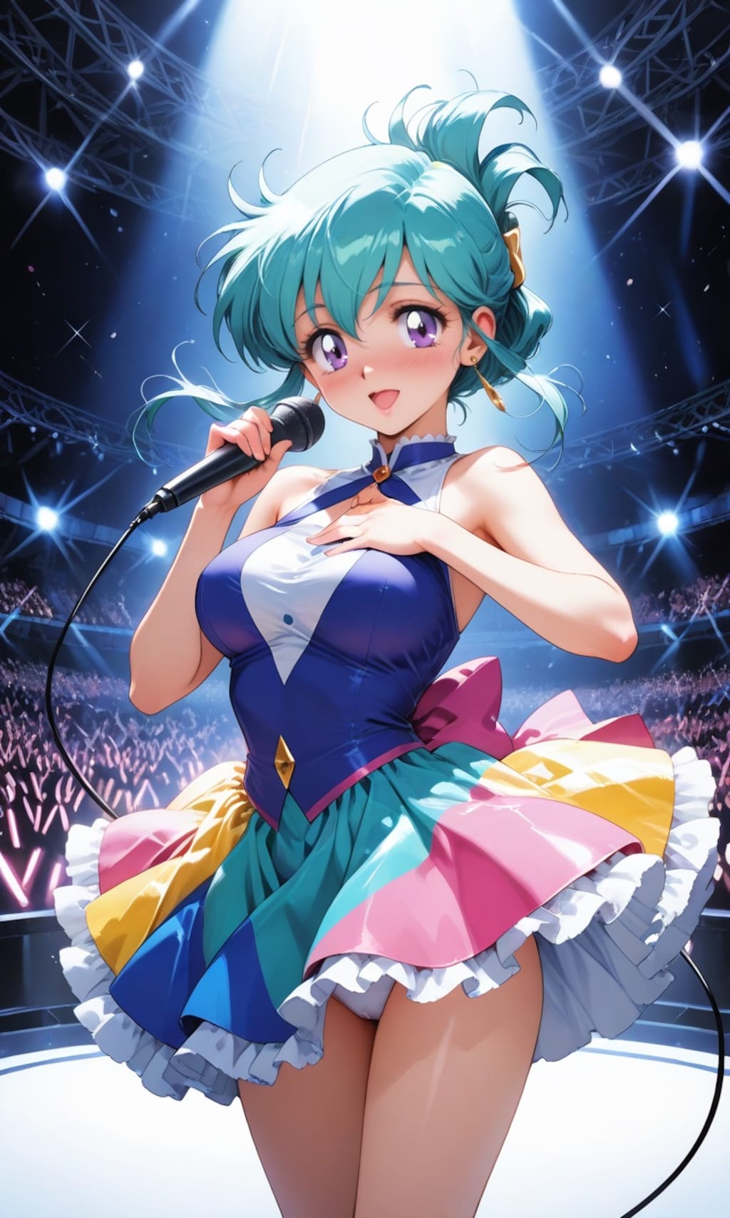 ライブステージ上のキュートなアイドル