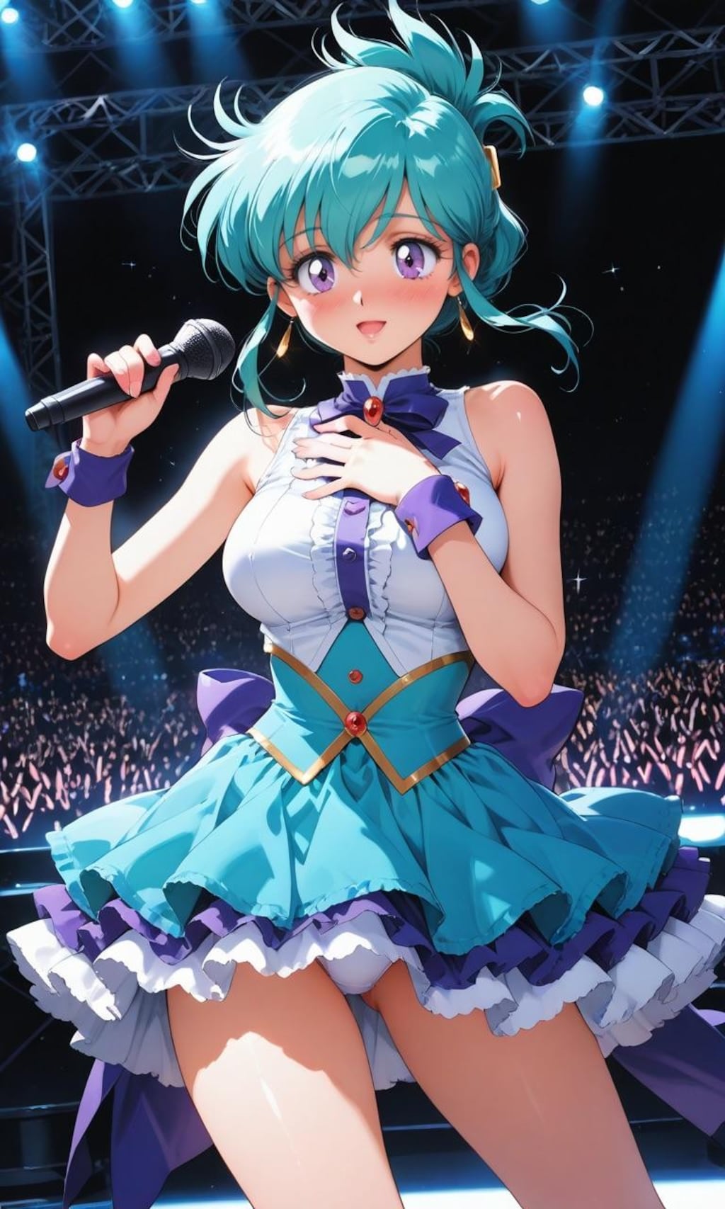 ライブステージ上のキュートなアイドル