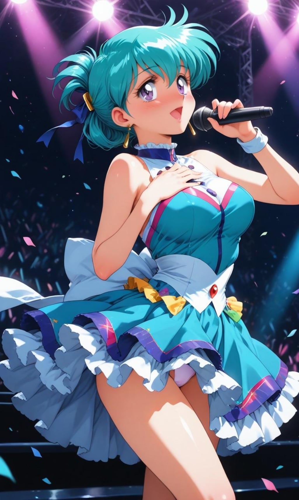 ライブステージ上のキュートなアイドル