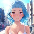 透けてる青髪お姉さん 4枚目